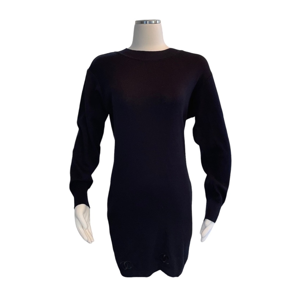 CHANEL Black Long-Sleeve Mini Dress